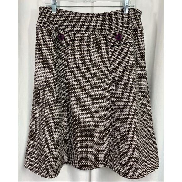 50% OFF Angela Knit Skirt Wool Blend Midi Purple Black - Picture 1 of 6